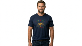 Adult Australia Kangaroo T Shirt Tee 100% Cotton Top Aussie Day - Navy - XXL