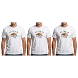 3x Adult Kangaroo Australia Map T-Shirt Pack - White (100% Cotton Souvenir Gift Tee Top)