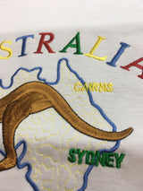 Adult Kangaroo Australia Map T-Shirt - White (100% Cotton Souvenir Gift Tee Top)