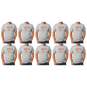 10x Adult Kangaroo Emu Australia Melbourne T-Shirt Bulk Pack - Grey (100% Cotton Souvenir Gift Top)