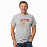 Adult Kangaroo Emu Australia Melbourne T-Shirt - Grey (100% Cotton Souvenir Gift Top)