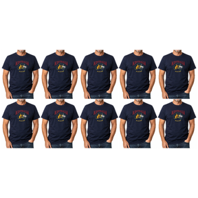 10x Adult Kangaroo Emu Australia Melbourne T-Shirt Bulk Pack - Navy Blue (100% Cotton Souvenir Gift Top)