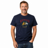 Adult Kangaroo Emu Australia Melbourne T-Shirt - Navy Blue (100% Cotton Souvenir Gift Top)