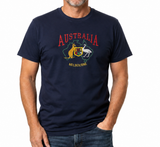 Adult Kangaroo Emu Australia Melbourne T-Shirt - Navy Blue (100% Cotton Souvenir Gift Top)