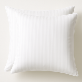 2x 100% Cotton European Square Pillowcases - Striped White (400 Thread Count)