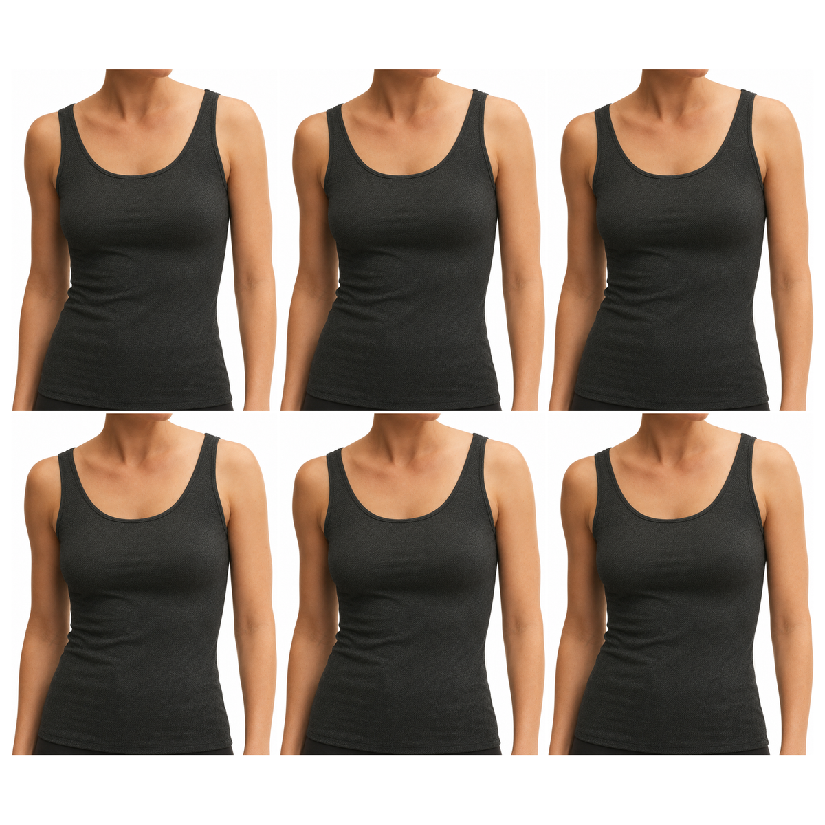 6x ExOfficio Womens Sleeveless Travel Tank Top Bulk Pack - Black (Camisole Singlet E3P3)
