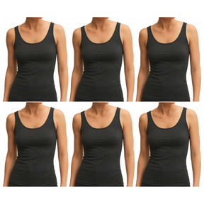 6x ExOfficio Womens Sleeveless Travel Tank Top Bulk Pack - Black (Camisole Singlet E3P3)