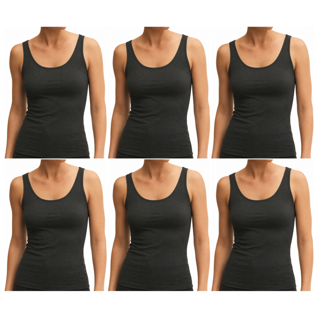 6x ExOfficio Womens Sleeveless Travel Tank Top Bulk Pack - Black (Camisole Singlet E3P3)