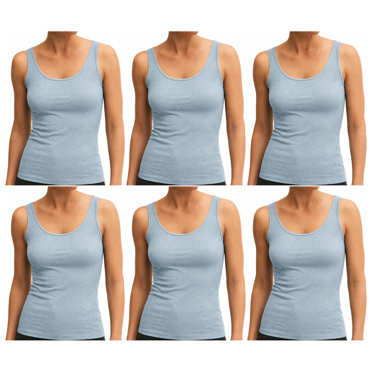 6x ExOfficio Womens Sleeveless Travel Tank Top Bulk Pack - Light Blue (Camisole Singlet E3P3)