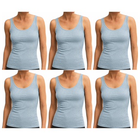 6x ExOfficio Womens Sleeveless Travel Tank Top Bulk Pack - Light Blue (Camisole Singlet E3P3)