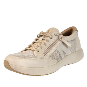 Alegria Womens Sneakers Eazeer Black Out Vegan Leather Shoes w/ Zip in Bone