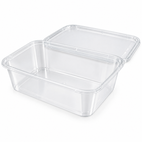 144x 1250ml Plastic Reusable Food Containers w/ Lids Bulk Pack - Meal Prep Storage (218x148x60mm)