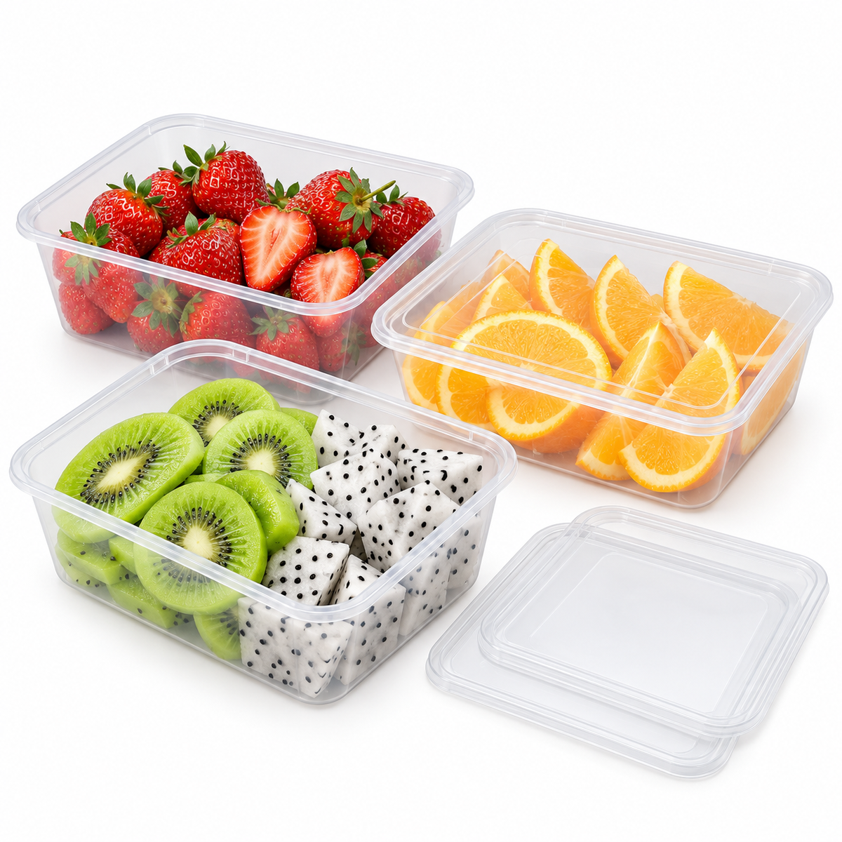 144x Reusable Food Containers with Lids 1250ml - Bulk Box (1.25 Litres)