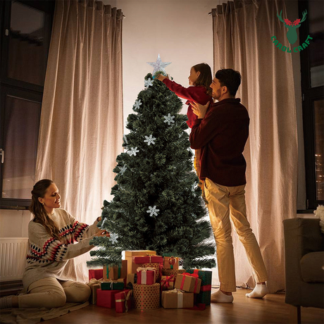 1.8m Artificial Christmas Tree w/ Fibre Optics & Multicolour LED Lights Xmas