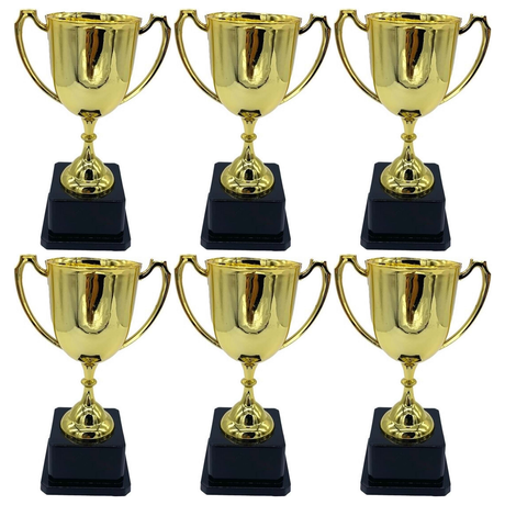 6x Gold Trophy Cup Bulk Pack - School Sports Day Winners/Events Award