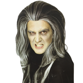 Mens Gothic Vampire Wig - Long Straight Scary Halloween Costume