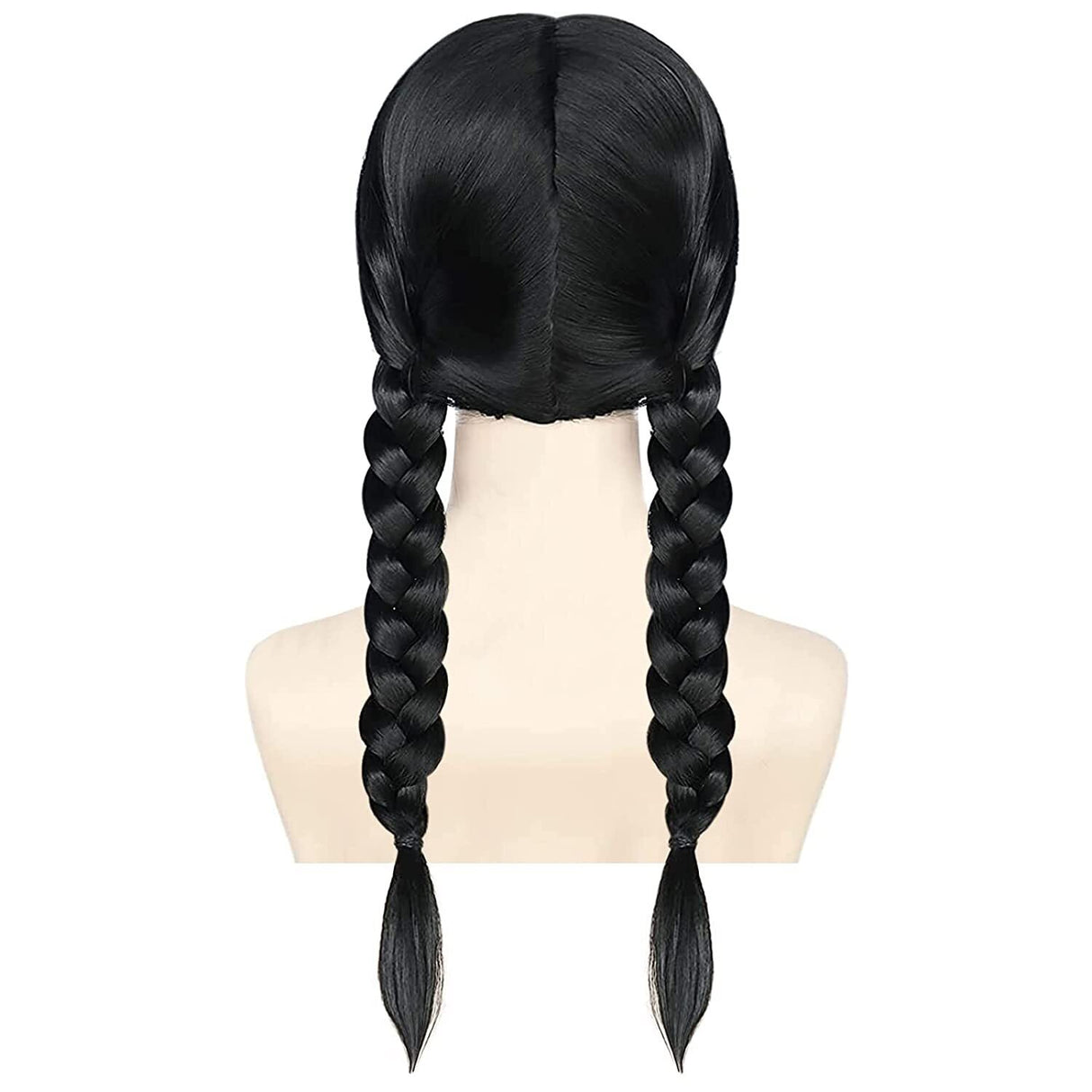 Black Braided Wig - Womens Long Plaited Schoolgirl Style (Costume & Fancy Dress Party)