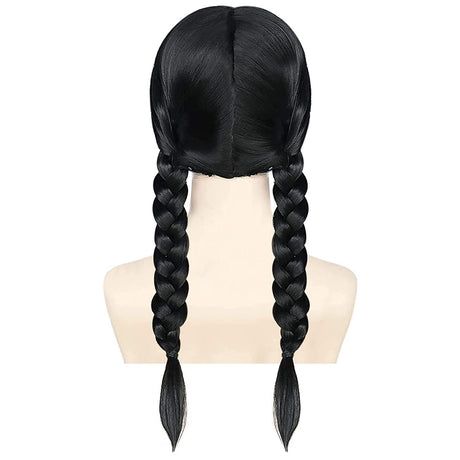 Black Braided Wig - Womens Long Plaited Schoolgirl Style (Costume & Fancy Dress Party)