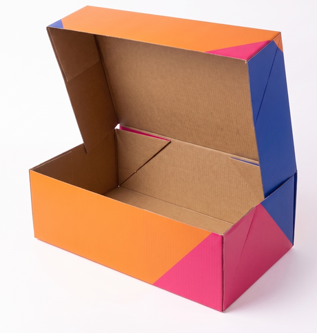 10x Medium Flat-Pack Cardboard Packing Boxes/Cartons - Geometric Print (260x130x90mm)