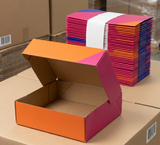 100x Medium Flat-Pack Cardboard Packing Boxes/Cartons - Geometric Print (270x180x80mm)