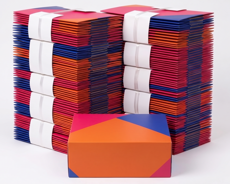 100x Large Flat-Pack Cardboard Packing Boxes/Cartons Bulk Pack - Geometric Print (250x220x100mm)