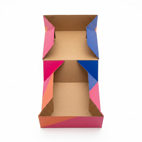 100x Large Flat-Pack Cardboard Packing Boxes/Cartons Bulk Pack - Geometric Print (250x220x100mm)