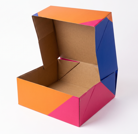 100x Large Flat-Pack Cardboard Packing Boxes/Cartons Bulk Pack - Geometric Print (250x220x100mm)
