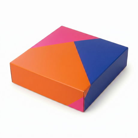20x Large Deep Flat-Pack Cardboard Packing Boxes/Cartons - Geometric Print (255x255x65mm)