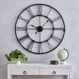Jumbo Extra Large Roman Numeral Metal Frame Wall Clock in Black Matte 101x11x101cm