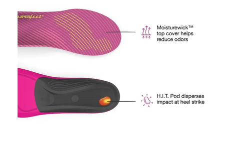 Superfeet Womens Run Support Insoles w/ Aerospring Dual Foam - Pink