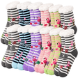 12 Pairs Ladies Thick Fur Bed Socks Womens Sherpa Fluffy Non Slip - Assorted Flamingo