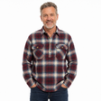 Mens Button Up FLANNELETTE SHIRT Check 100% COTTON Flannel Vintage - Burgundy 97 (Half Placket) - S