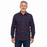 Mens Button Up FLANNELETTE SHIRT Check 100% COTTON Flannel Vintage - Red 90 (Full Placket) - S
