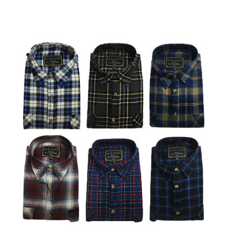 Mens 100% Cotton Small Flannelette Shirt - Button Up Vintage Check Flannel