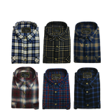 Mens Button Up FLANNELETTE SHIRT Check 100% COTTON Flannel Vintage - Burgundy 97 (Half Placket)