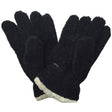 Thick Boucle Fluffy Warm Winter Knit Gloves - Wrist Length Plush Ski - Black