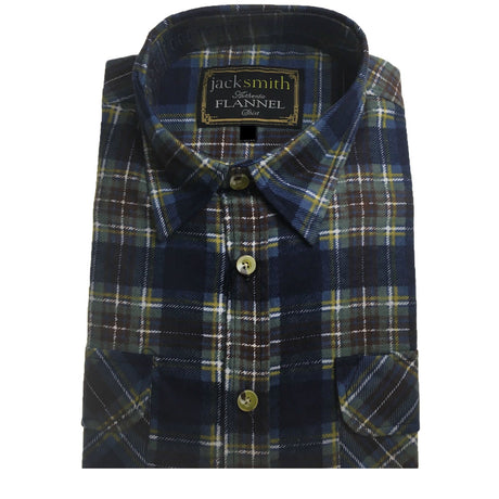 Mens FLANNELETTE SHIRT Check 100% COTTON Flannel Vintage Long Sleeve - 48 (Full Placket)