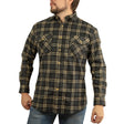 Mens Vintage Long Sleeve Flannelette Shirt - 100% Cotton Check Flannel - 99 (Full Placket)