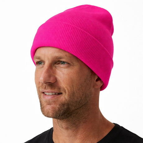 Unisex Hi Vis Fluro Pink Beanie - Winter Knit Hat/Ski Cap (One Size)