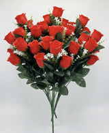 48 Stems Artificial Rose Flowers for Cemetery Fake Flower Arrangement Bouquet in Red