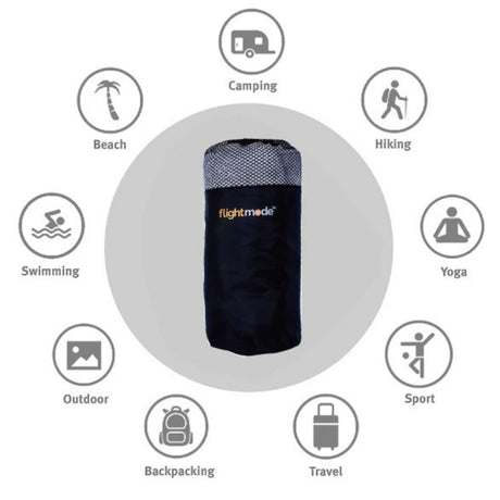 Microfibre Travel Towel Fast Drying Gym Sport Camping Swimming Hiking Workout - Blue