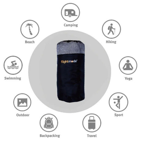 Microfibre Travel Towel Fast Drying Gym Sport Camping Swimming Hiking Workout - Grey