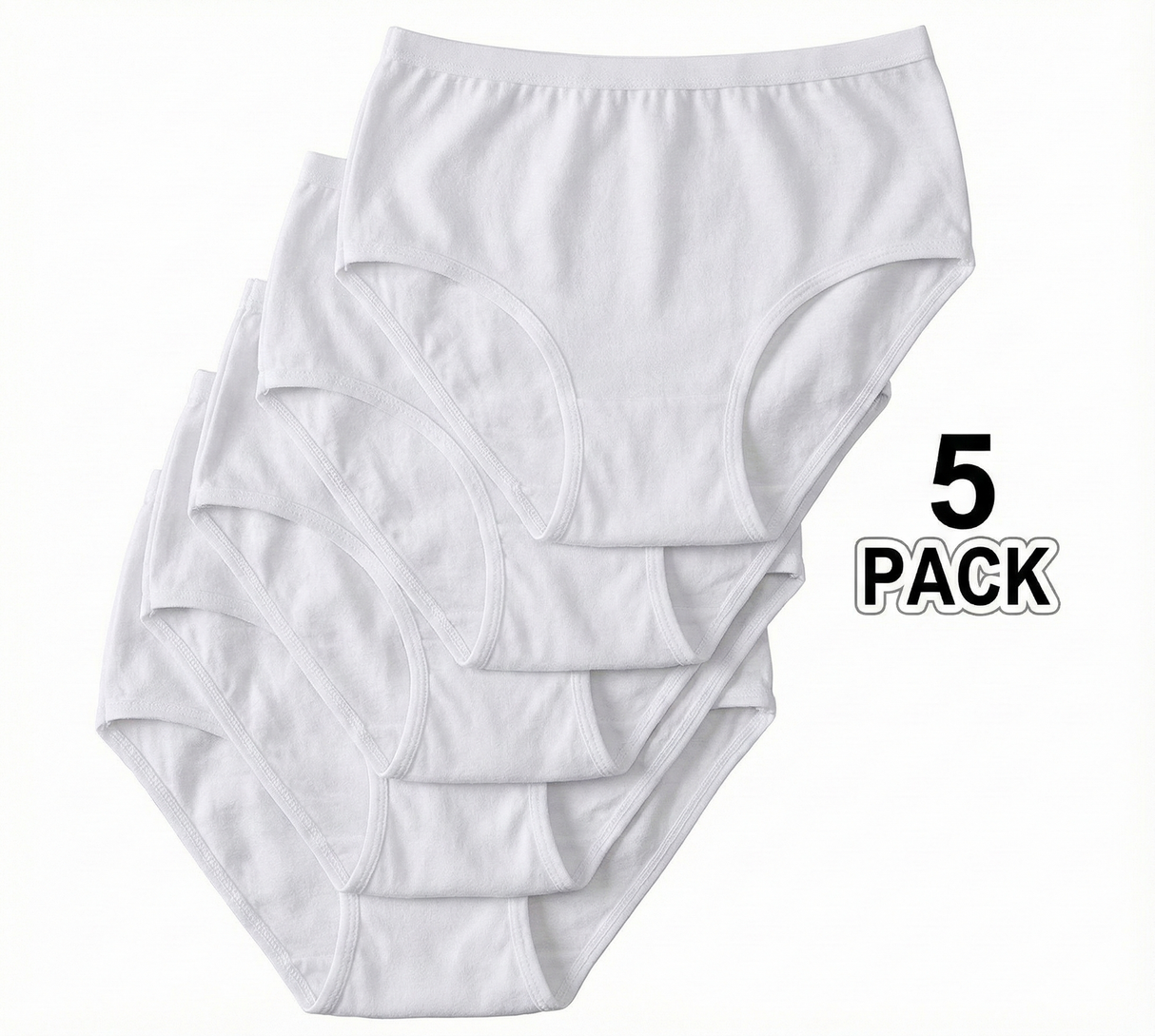 5pcs Womens Disposable Underwear Undies in L/XL (100% Cotton)