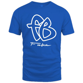 FUBU Drake Mens Classic Logo T-Shirt - Cobalt Blue/White (Quick Shot Tee)