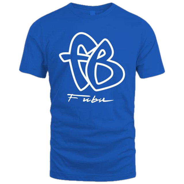 FUBU Drake Classic Logo T Shirt Top Quick Shot Tee - Cobalt Blue/White
