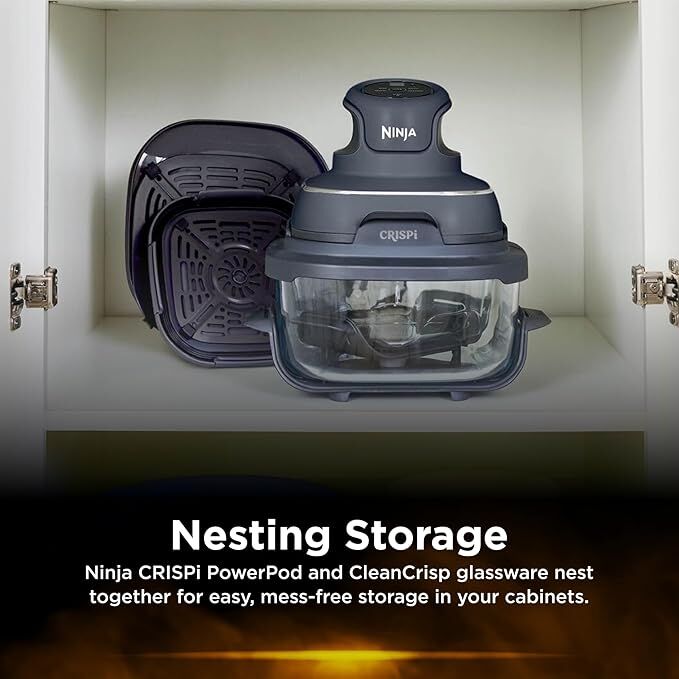 Ninja Crispi 4-in-1 Portable Glass Air Fryer w/ 2 Containers - Cyberspace (FN101GY)