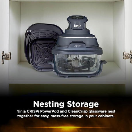 Ninja Crispi 4-in-1 Portable Glass Air Fryer w/ 2 Containers - Cyberspace (FN101GY)