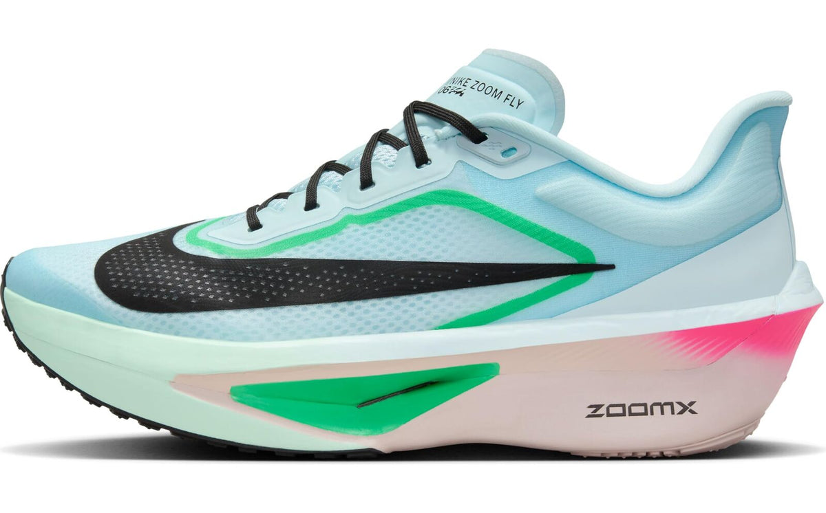 Nike Mens Zoom Fly 6 in Glacier Ice/Black-Hyper Pink-Green Shock - US 9.5