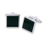 Formalaties Premium Luxury Square Cufflink Set in Black/Silver (Gift Boxed)