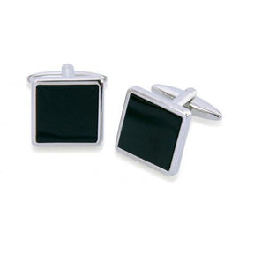 Formalaties Premium Luxury Square Cufflink Set in Black/Silver (Gift Boxed)